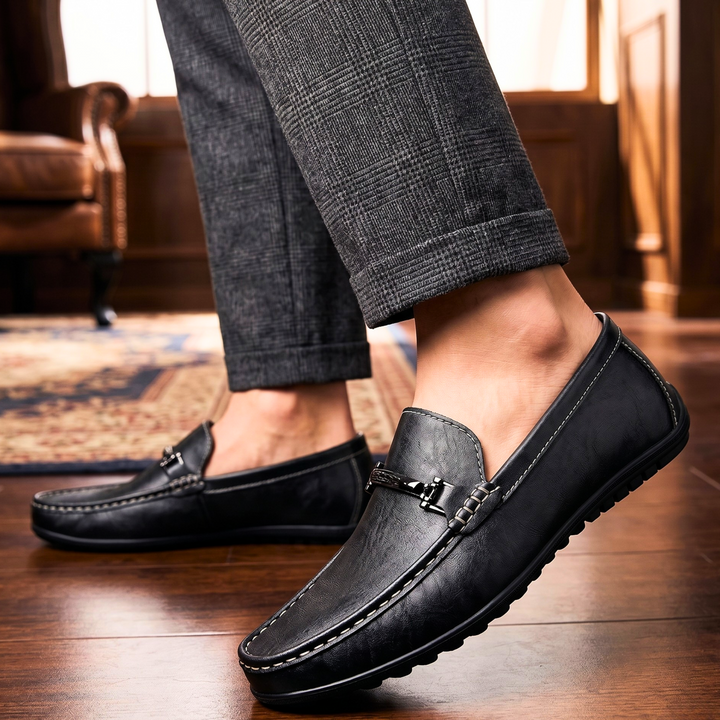 Carter Buckle Leather Loafers