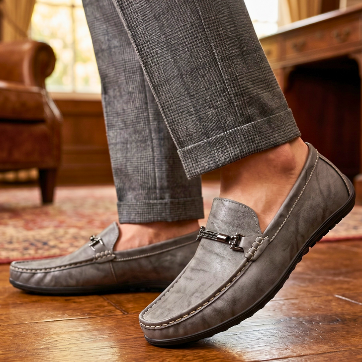 Carter Buckle Leather Loafers