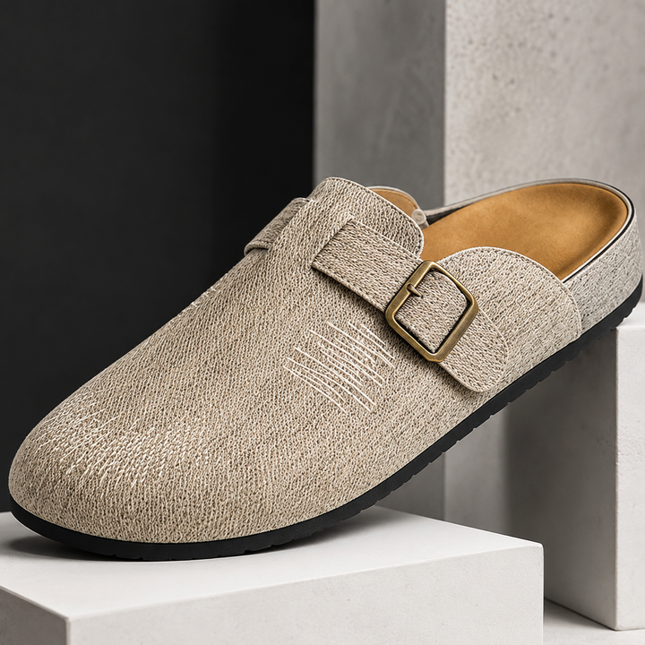 Luca Textured Buckle Mules