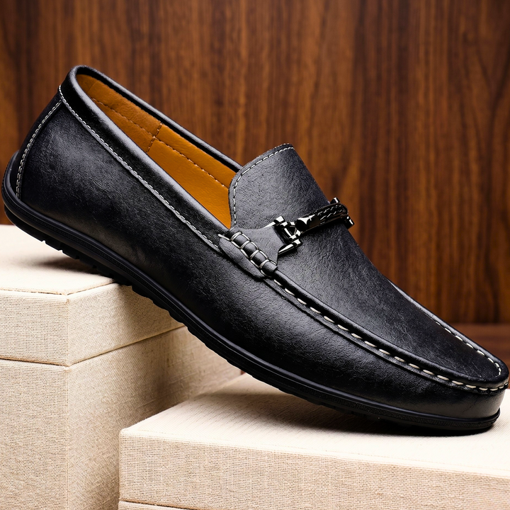 Carter Buckle Leather Loafers