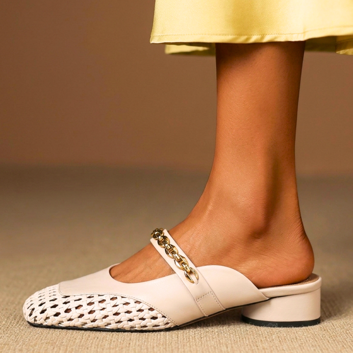 Amelie Woven Leather Mules