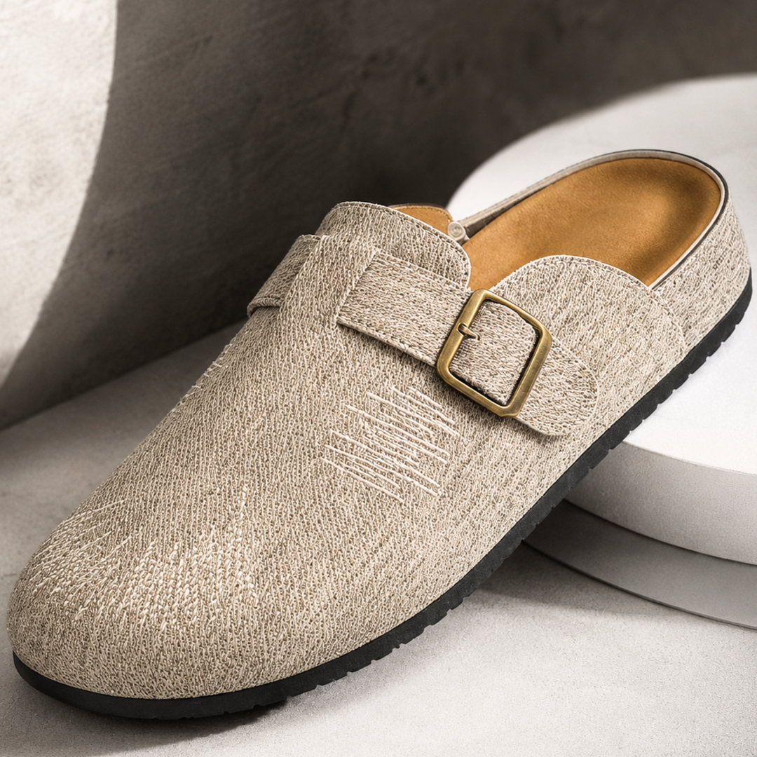 Luca Textured Buckle Mules