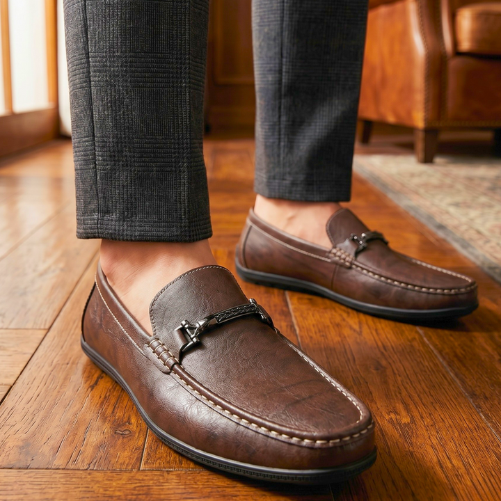 Carter Buckle Leather Loafers
