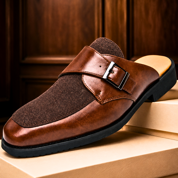Montclair Leather Buckle Mules