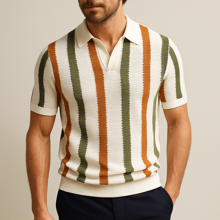 Calvino Retro Knit Polo