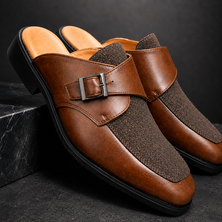 Montclair Leather Buckle Mules