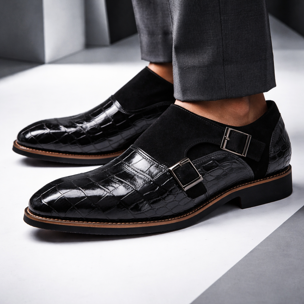 Vercelli Croc-Embossed Double Monks