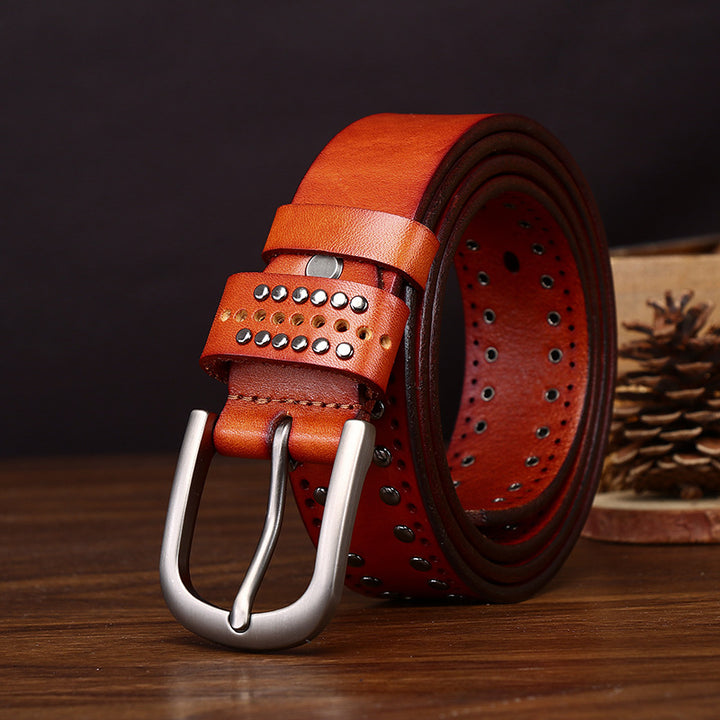 Phoenix Studded Leather Belt