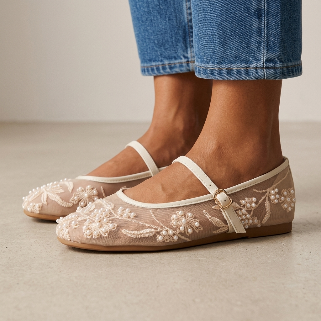 Rosalie Embroidered Mary Janes