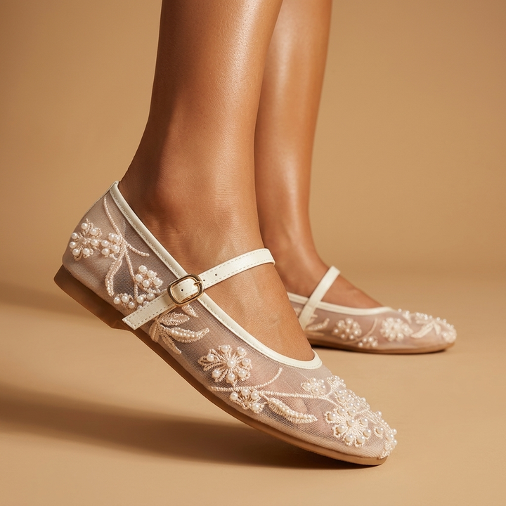 Rosalie Embroidered Mary Janes