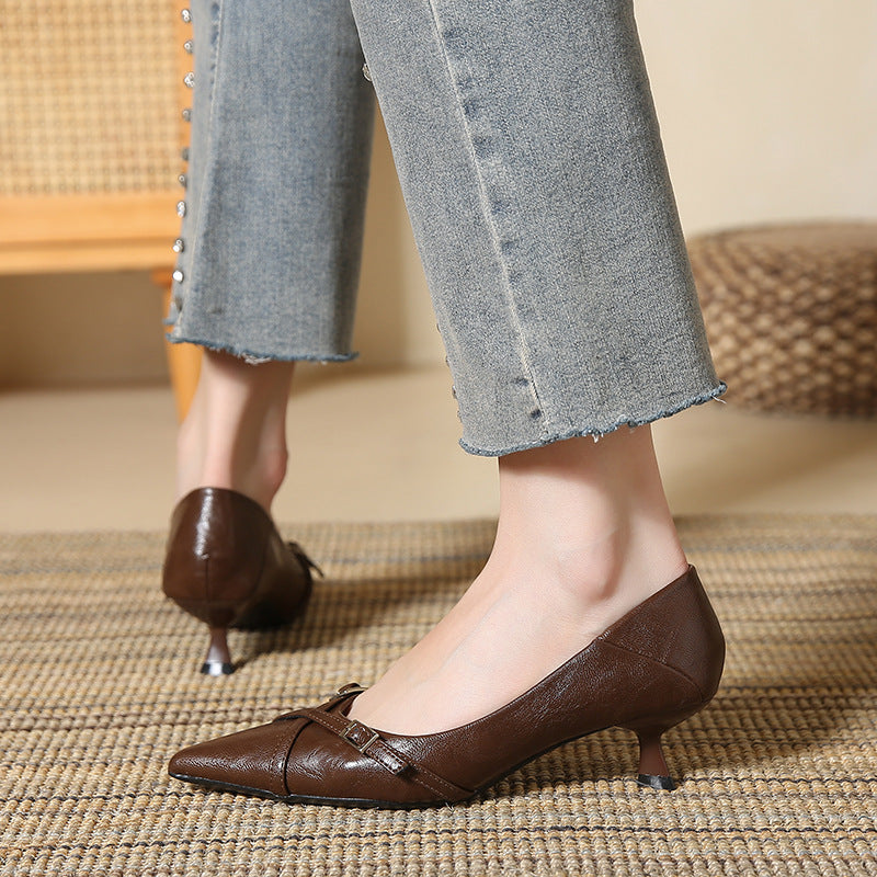 Valenza Leather Kitten Heels