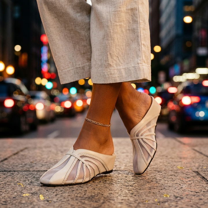 Celeste Metallic Mules
