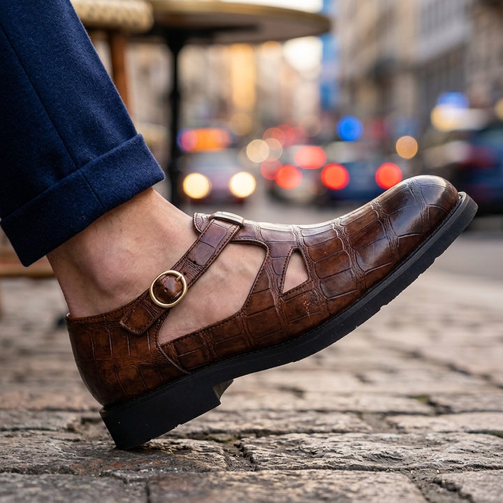 Harrison Croc Leather Sandals