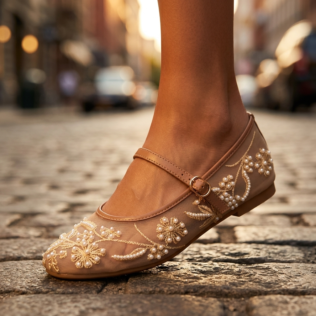 Rosalie Embroidered Mary Janes