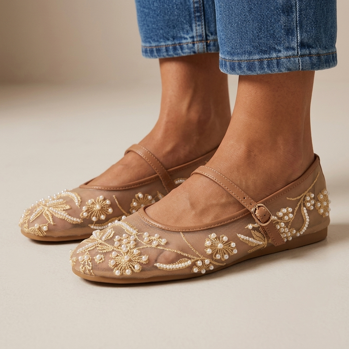 Rosalie Embroidered Mary Janes