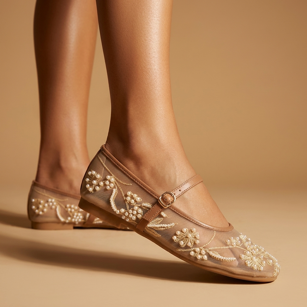 Rosalie Embroidered Mary Janes