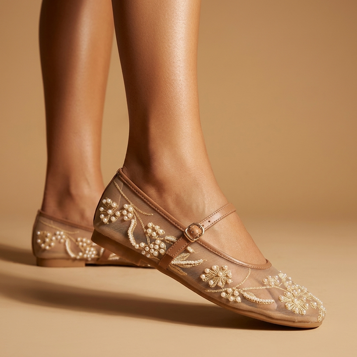 Rosalie Embroidered Mary Janes
