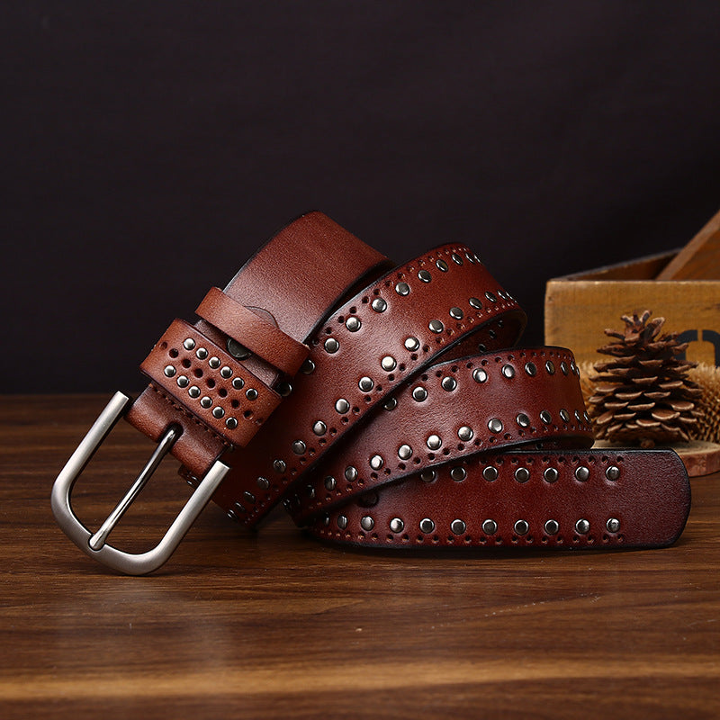 Phoenix Studded Leather Belt