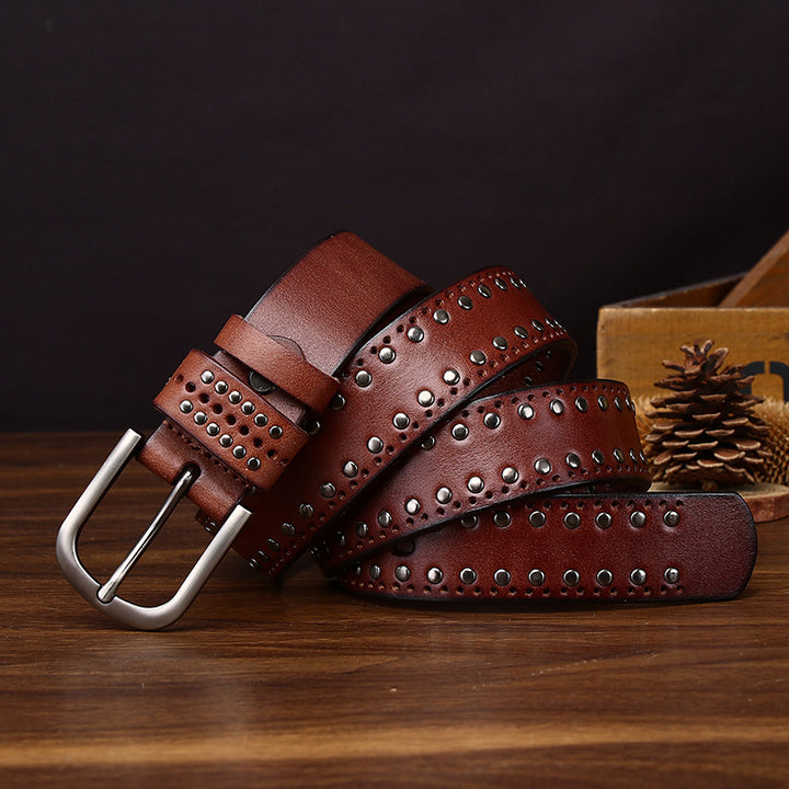 Phoenix Studded Leather Belt