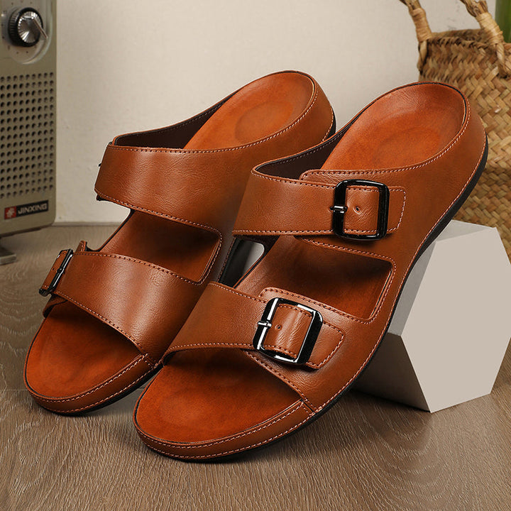 Lucca Leather Slides