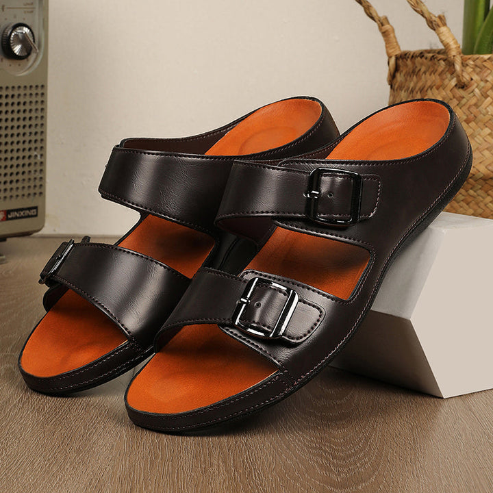 Lucca Leather Slides