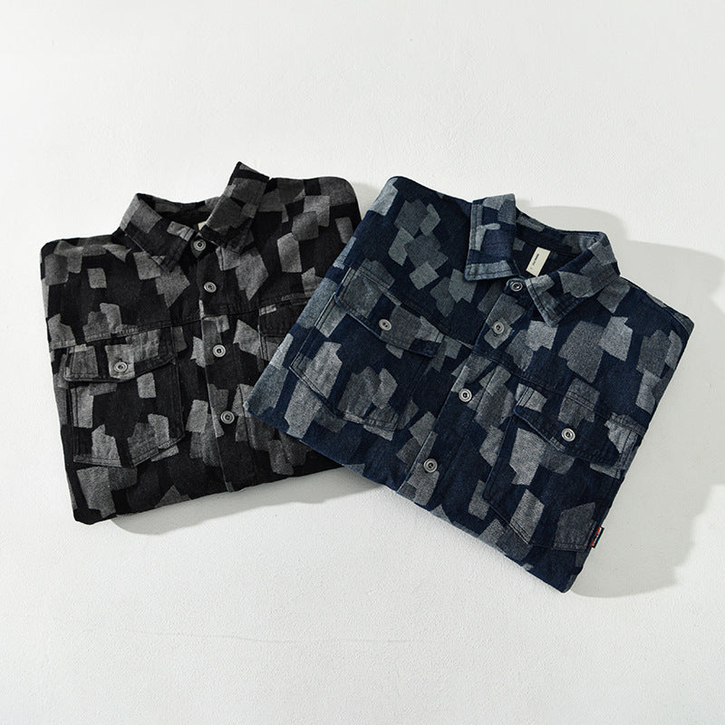 Abstract Denim Shirt