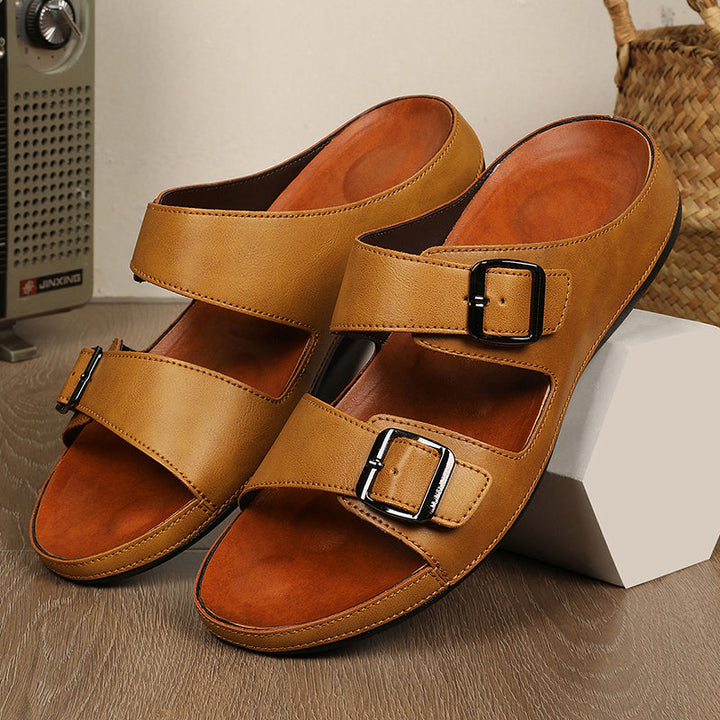 Lucca Leather Slides