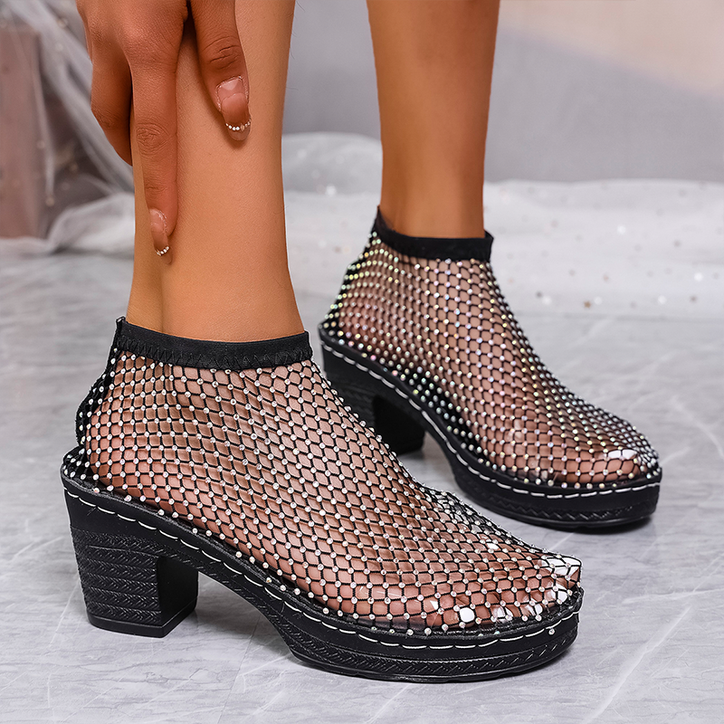 Aveline Netted Block Heels
