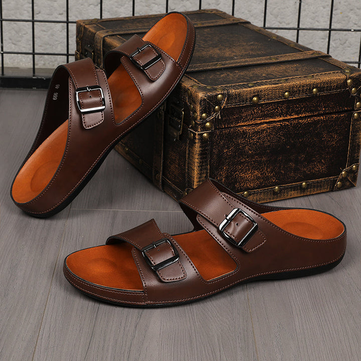 Lucca Leather Slides