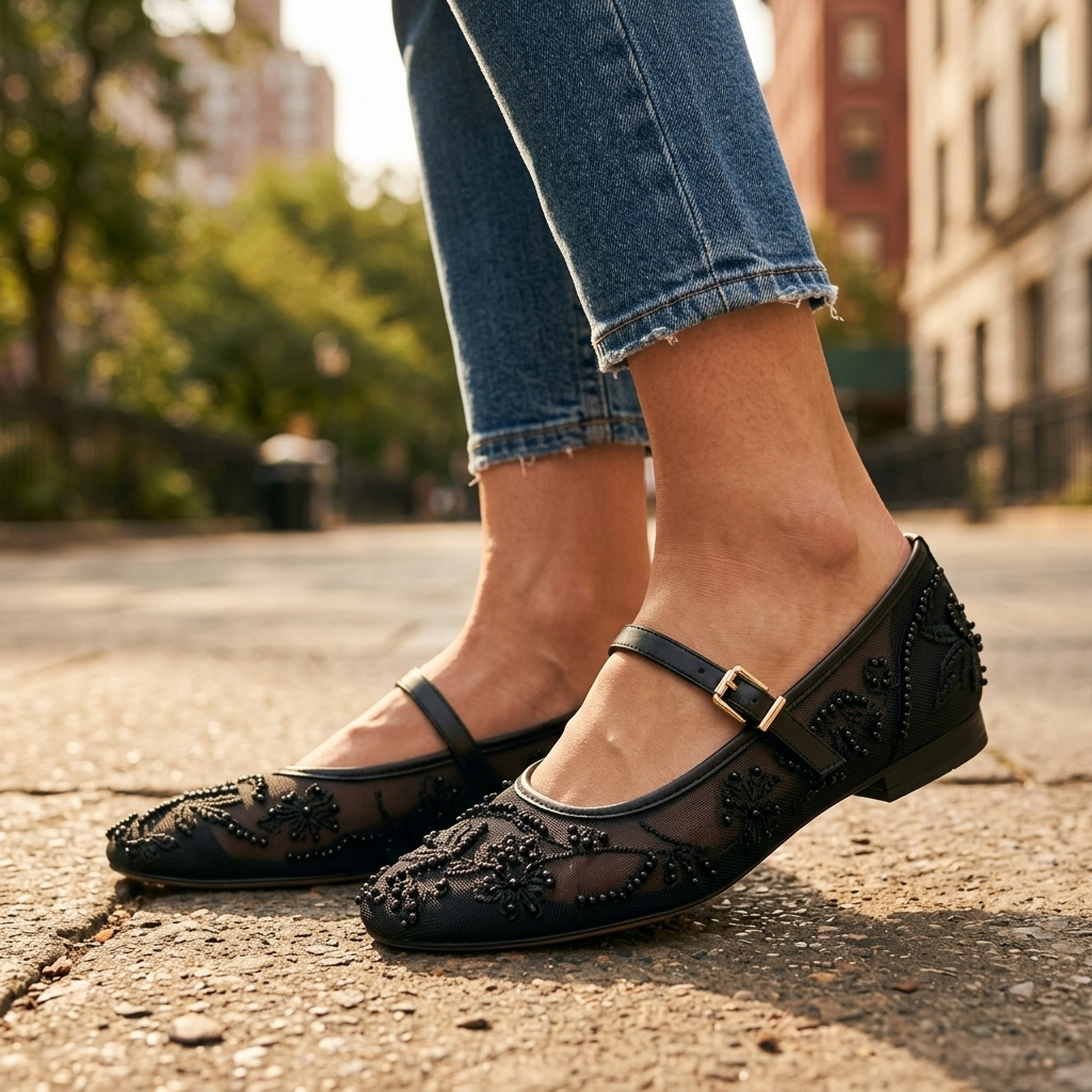 Rosalie Embroidered Mary Janes
