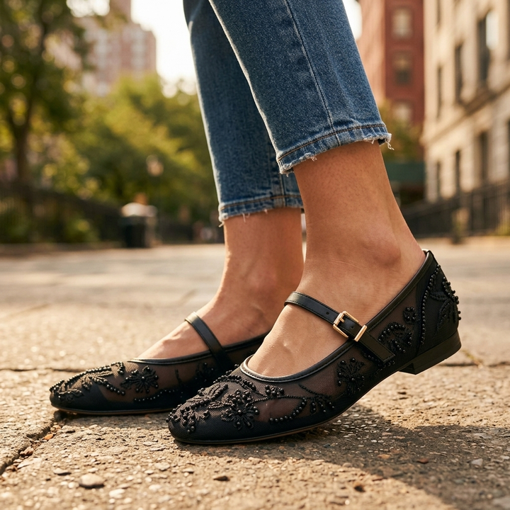 Rosalie Embroidered Mary Janes