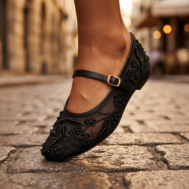 Rosalie Embroidered Mary Janes