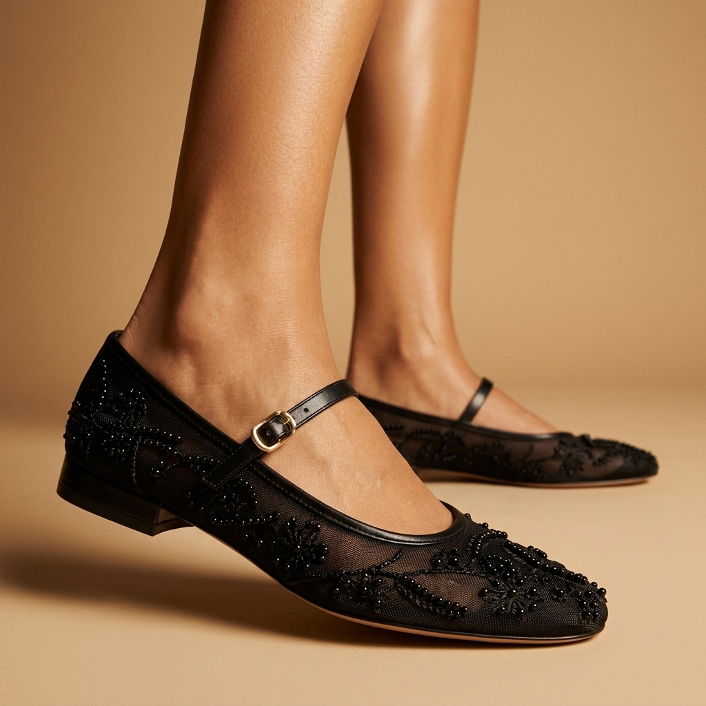 Rosalie Embroidered Mary Janes