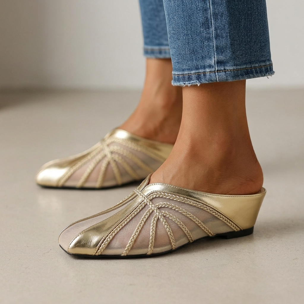 Celeste Metallic Mules