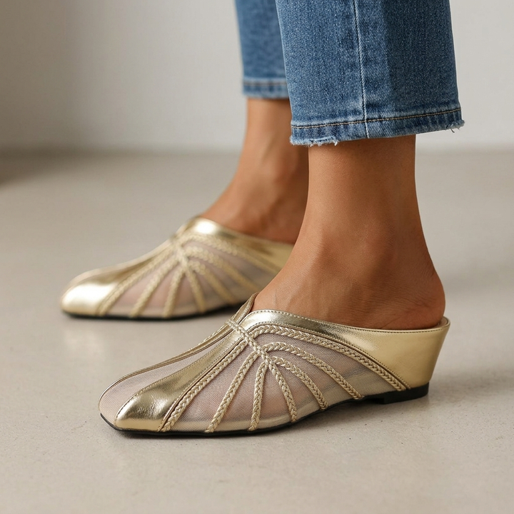 Celeste Metallic Mules