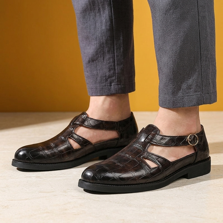 Harrison Croc Leather Sandals