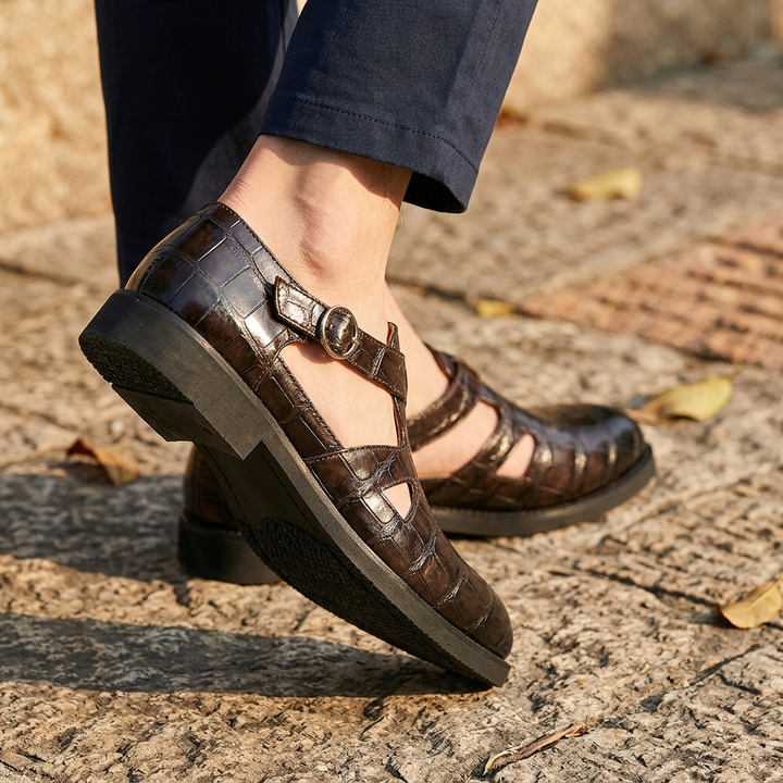 Harrison Croc Leather Sandals