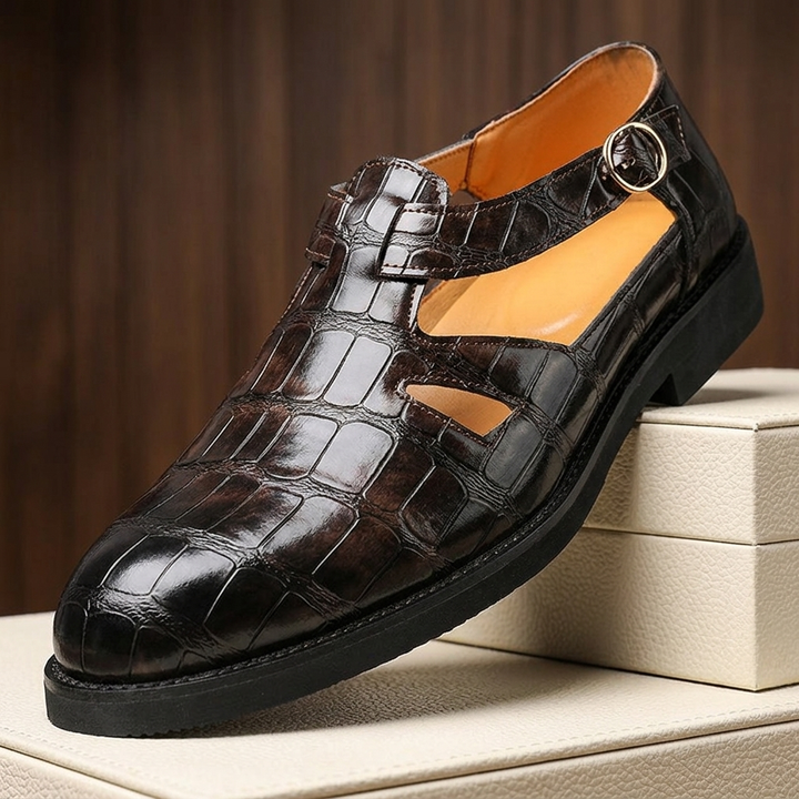 Harrison Croc Leather Sandals