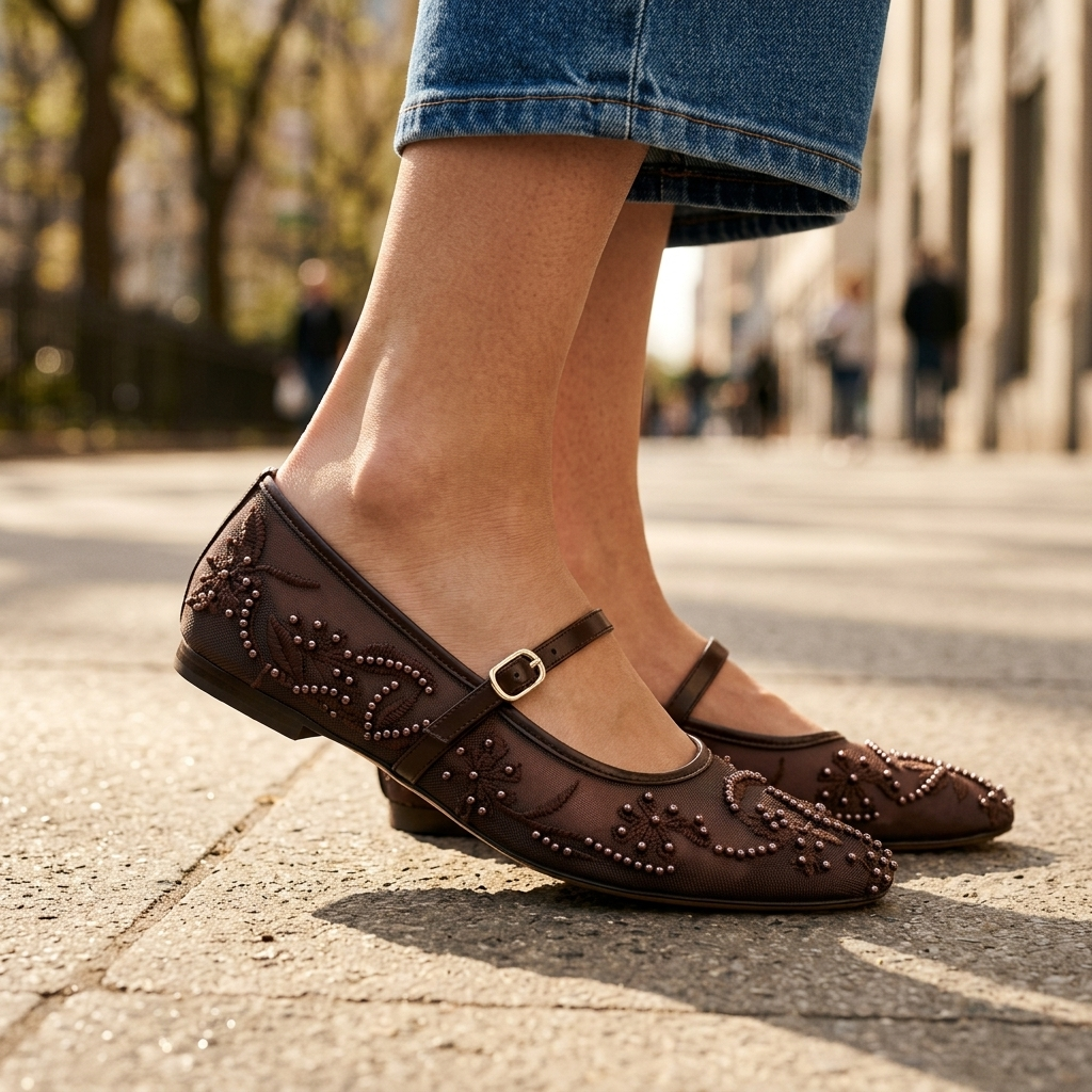 Rosalie Embroidered Mary Janes