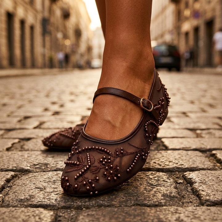 Rosalie Embroidered Mary Janes