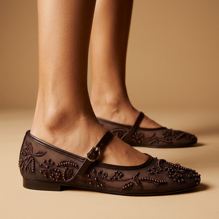 Rosalie Embroidered Mary Janes
