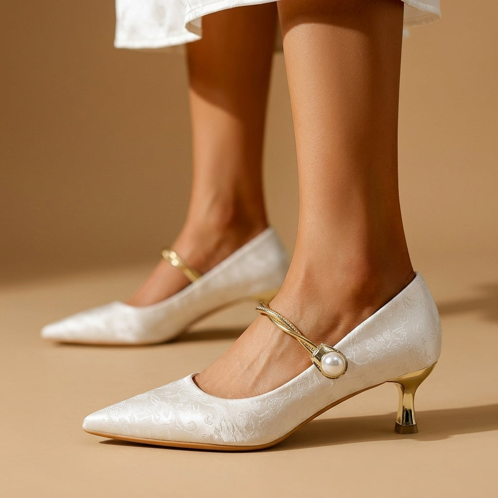 Isabelle Jacquard Kitten Heels