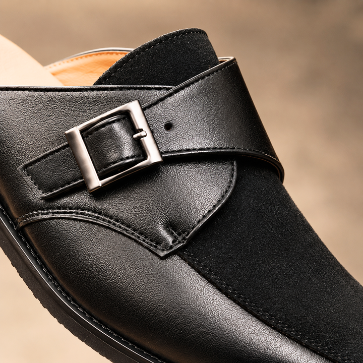 Montclair Leather Buckle Mules