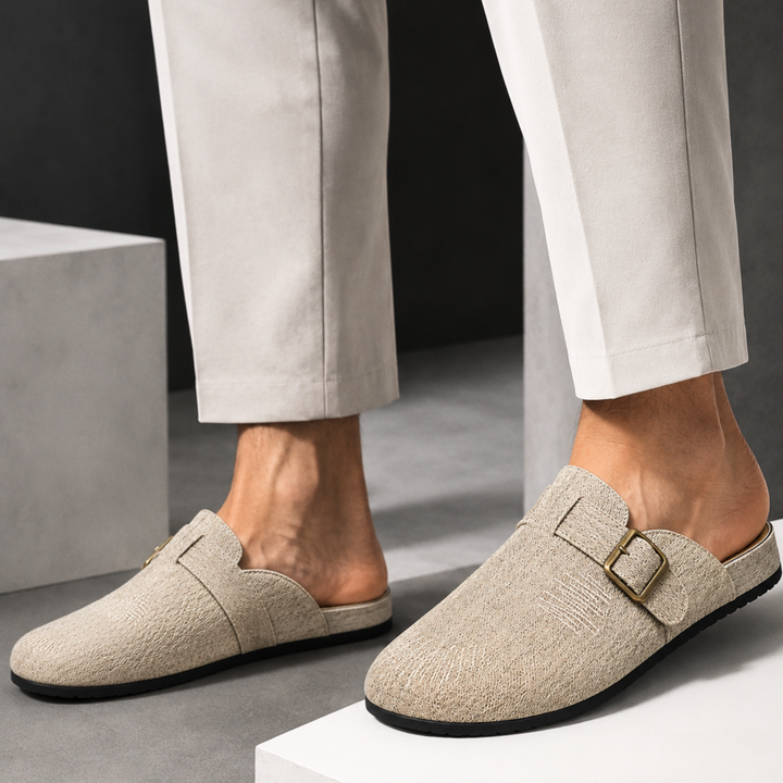 Luca Textured Buckle Mules