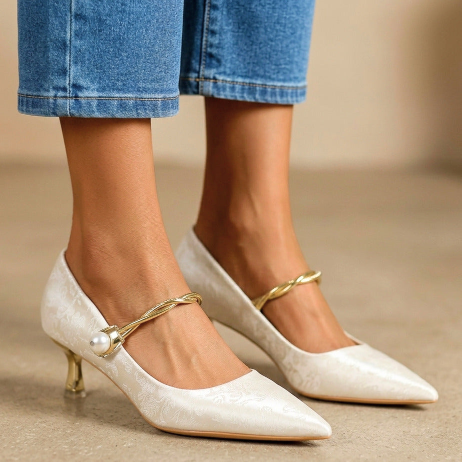 Isabelle Jacquard Kitten Heels