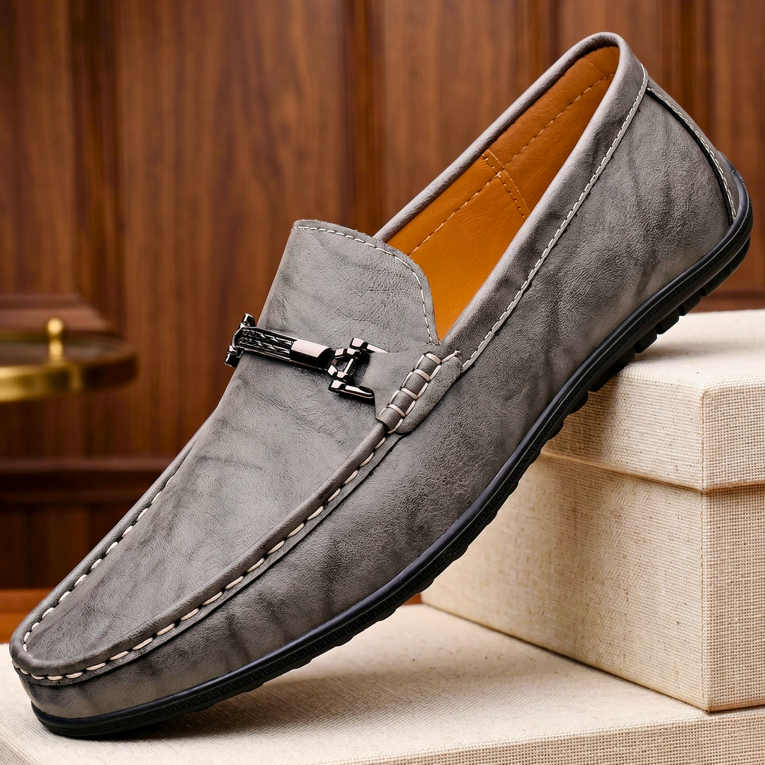 Carter Buckle Leather Loafers