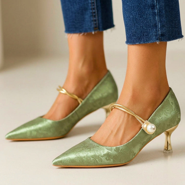 Isabelle Jacquard Kitten Heels