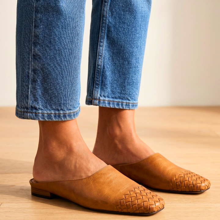 Marie Grace Woven Leather Mules