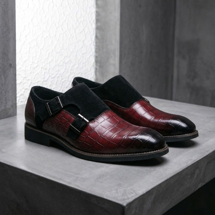 Vercelli Croc-Embossed Double Monks