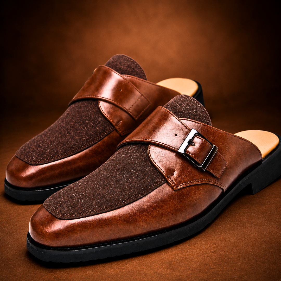 Montclair Leather Buckle Mules